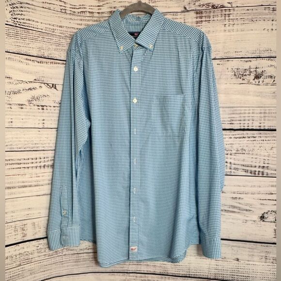 Vineyard Vines Shirt Mens Sz L Plaid performance Classic Fit Murray Nylon Blend - Picture 1 of 12
